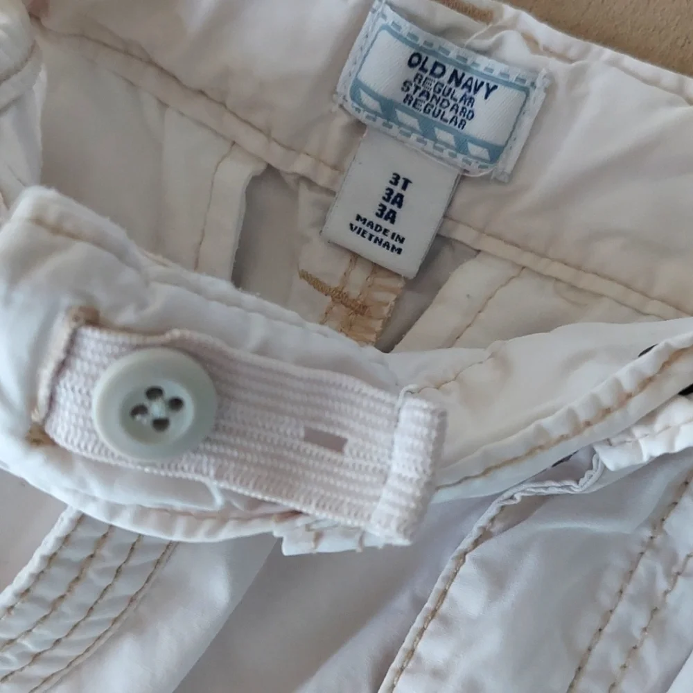 Old Navy light weight rolled up cargo pants adjustable waist - light beige - 3T